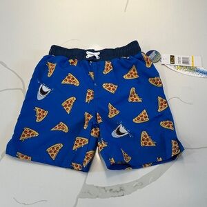 NWT Ixtreme swim trunks blue pepperoni pizza sharks size 4T